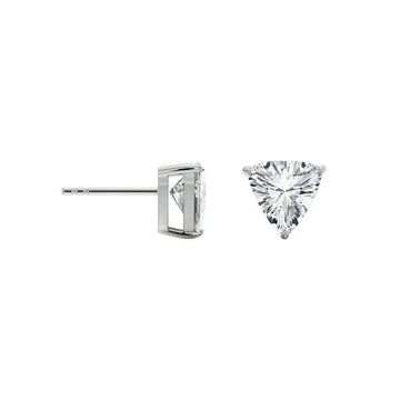 Two diamond stud earrings on a white background