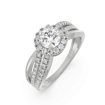 18K White Gold Diamond Halo Engagement Ring