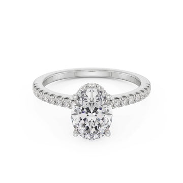 18K White Gold Oval Diamond Engagement Ring