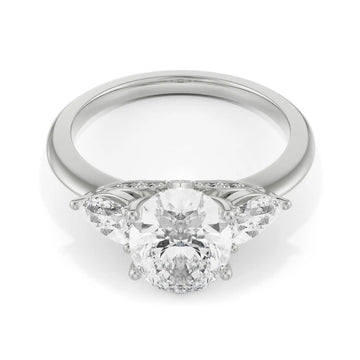 18K White Gold Round Brilliant Diamond Trio Ring