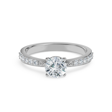 18K White Gold Round Diamond Engagement Ring