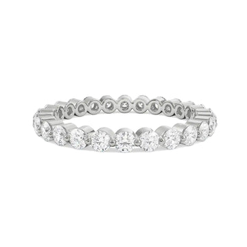 18K White Gold Stackable Eternity Diamond Band Ring La Joyeria