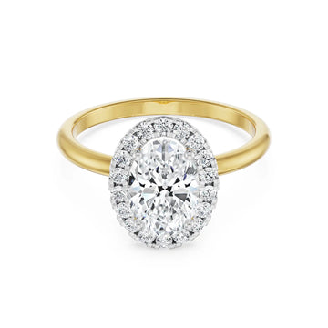 18K Yellow Gold 1.2 CT Oval Halo Diamond Ring