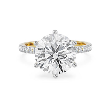 18K Yellow Gold 6-Prong Round Brilliant Cut Diamond Engagement Ring