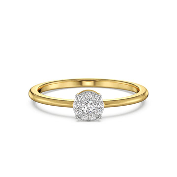 18K Yellow Gold Petite Cluster Diamond Ring