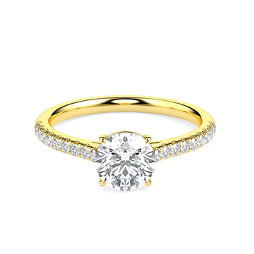 18K Yellow Gold Round Diamond Engagement Ring