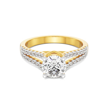 18K Yellow Gold Split Shank Diamond Engagement Ring La Joyeria