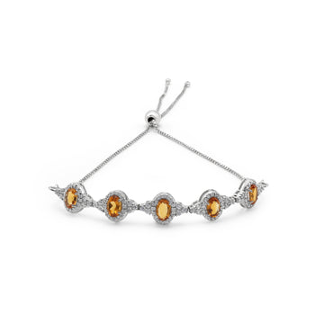 925 Silver Citrine & Cubic Zirconia Bracelet