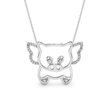 925 Silver Cubic Zirconia Piglet Pendant
