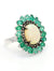 925 Silver Opal & Emerald Single Cut Diamond Ring