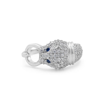 925 Sterling Silver 18K Rhodium Plated Panther Ring La Joyeria