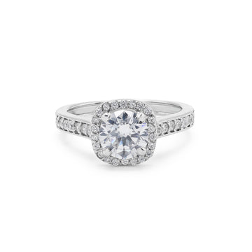 925 Sterling Silver 18K Rhodium Plated White Halo Ring La Joyeria