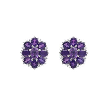 925 Sterling Silver Amethyst Earrings | Cubic Zirconia & Amethyst Stone
