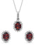 925 Sterling Silver Garnet Stone Pendant Set