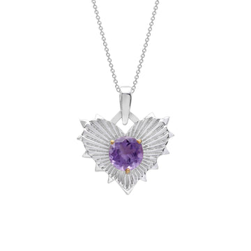 925 Sterling Silver Heart Shaped Amethyst Pendant