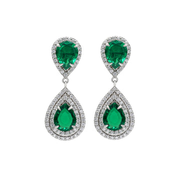 925 Sterling Silver Lab-Grown Green Stone Earrings