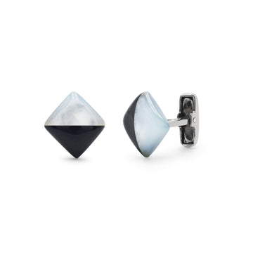 925 Sterling Silver Mother of Pearl & Black Onyx Cufflinks