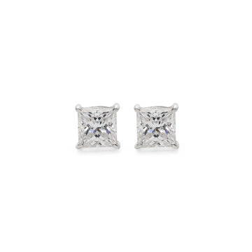 925 Sterling Silver Princess Moissanite Studs Earrings