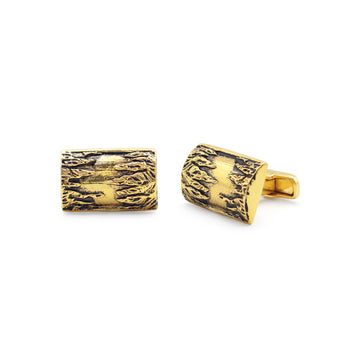 925 Sterling Silver Yellow Gold Plated Cufflinks Side View