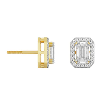 Gold and diamond earring on a white background