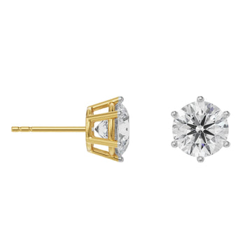 2 CT Versatile Diamond Solitaire Stud Earrings in Yellow Gold