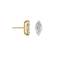 Gold and clear crystal earring on a white background