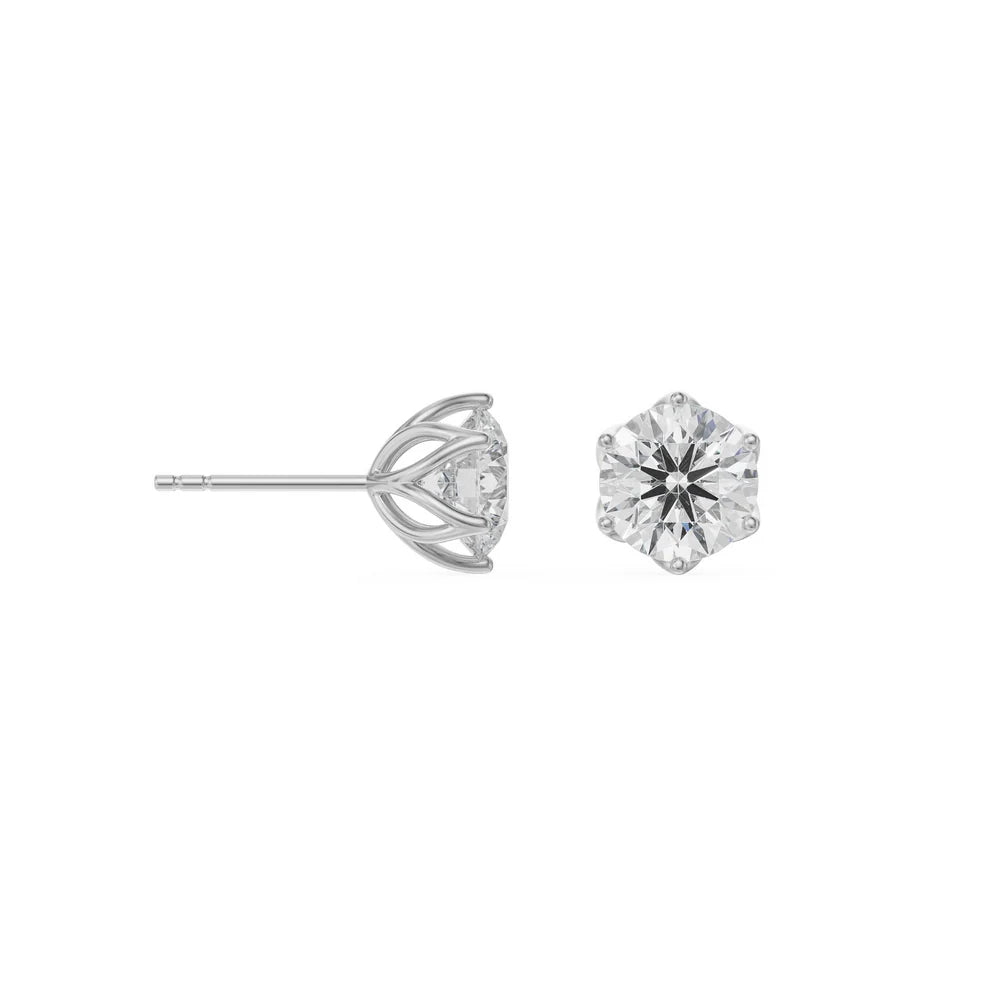 Diamond stud earrings on a white background