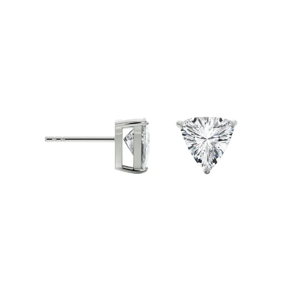 Two diamond stud earrings on a white background