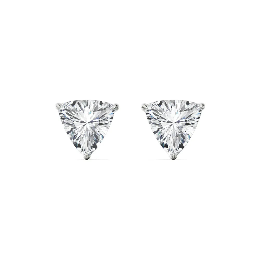 Two diamond stud earrings on a white background