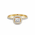 18K Solid Gold Cushion Halo Diamond Engagement Ring