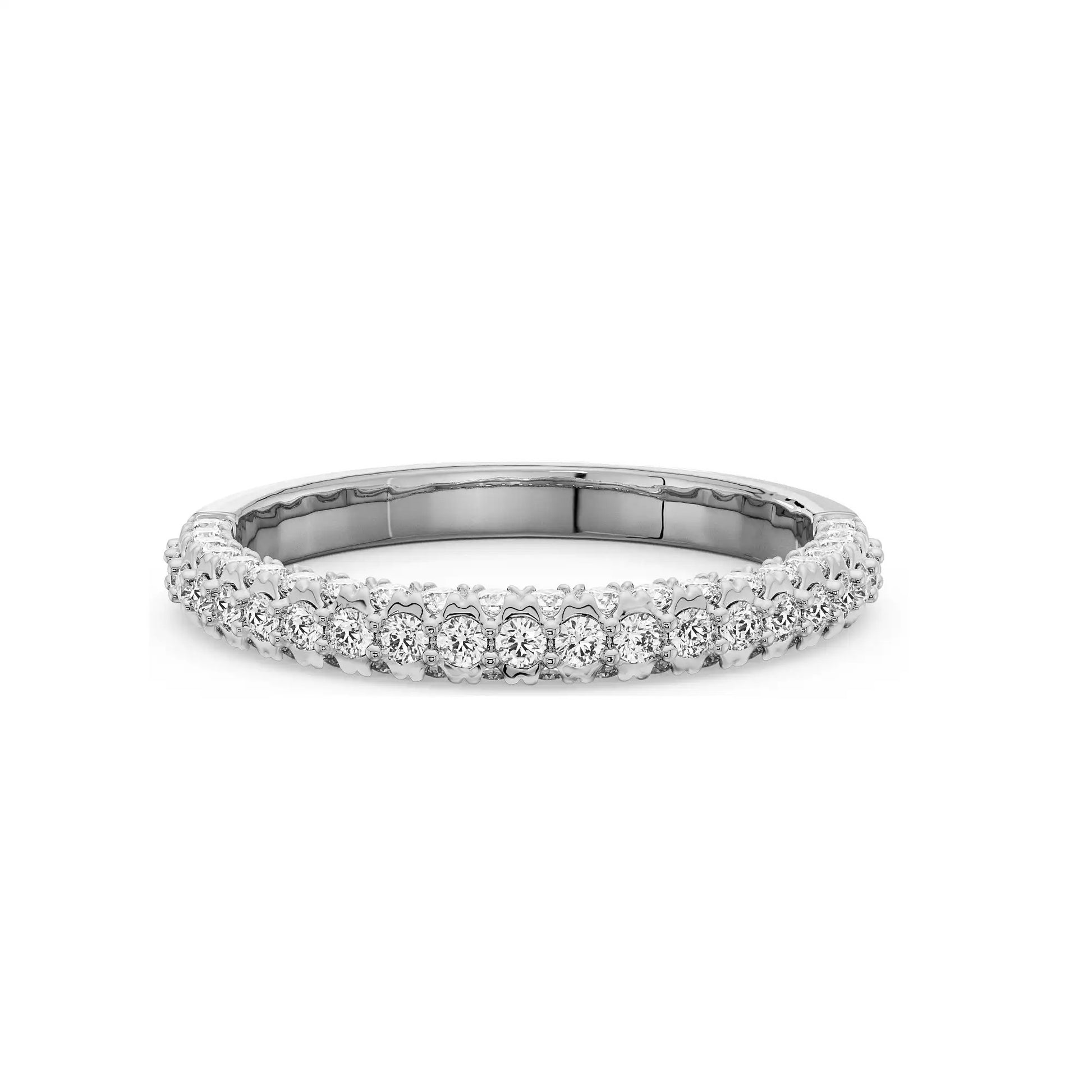 18K Solid Gold Diamond Wedding Band La Joyeria White Gold Side View