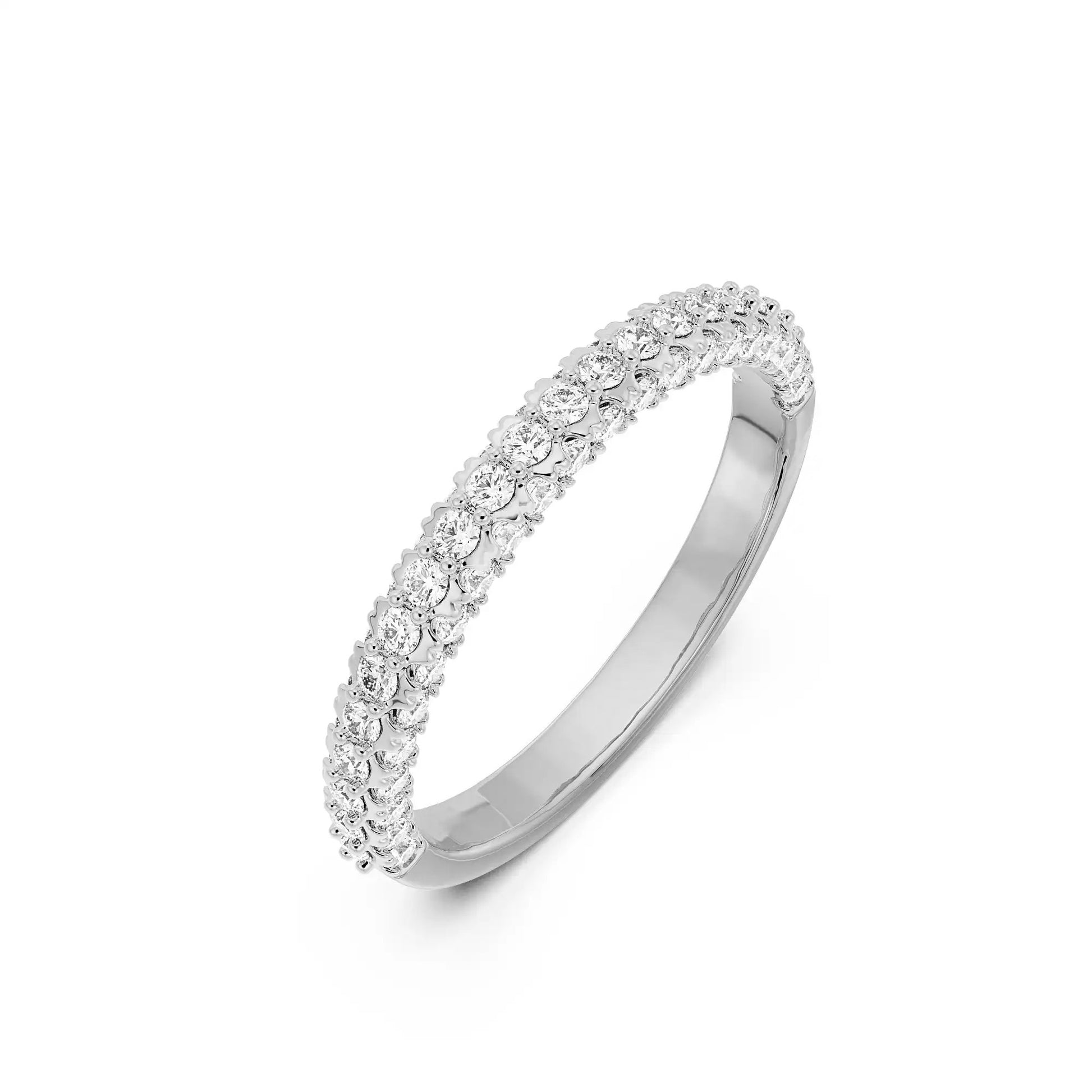 18K Solid Gold Diamond Wedding Band La Joyeria White Gold Side View 2