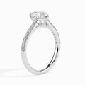 18K Solid Gold Heart-Shaped Diamond Ring Pavé Band Romance White Gold Side View 2 La Joyeria