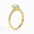 18K Solid Gold Heart-Shaped Diamond Ring Pavé Band Romance Yellow Gold Side View 2 La Joyeria