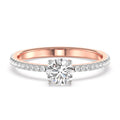 18K Solid Gold Round Diamond Engagement Ring Rose Gold La Joyeria