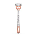 18K Solid Gold Round Diamond Engagement Ring Rose Gold La Joyeria Side View 3