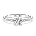 18K Solid Gold Round Diamond Engagement Ring White Gold La Joyeria