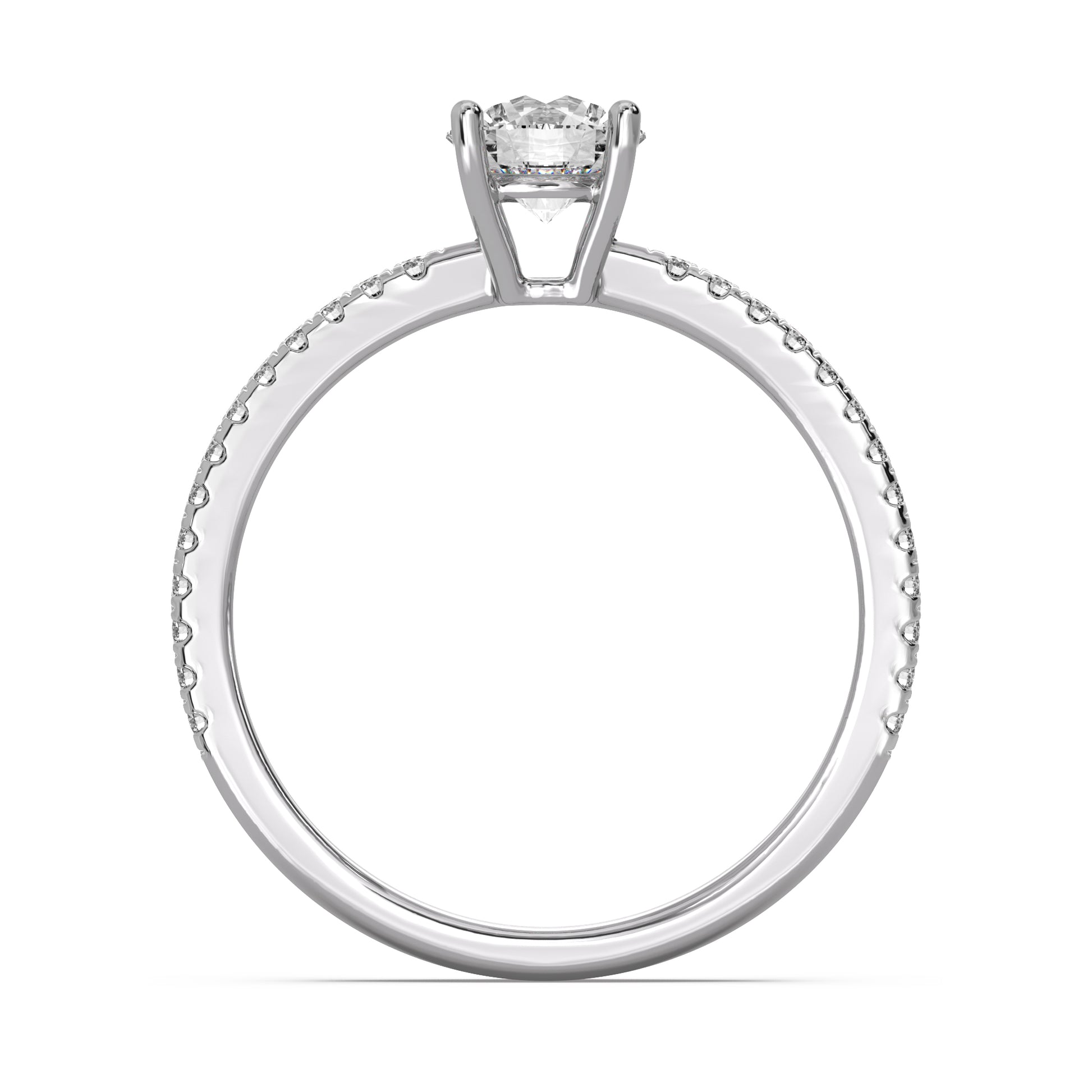 18K Solid Gold Round Diamond Engagement Ring White Gold La Joyeria Side View 2