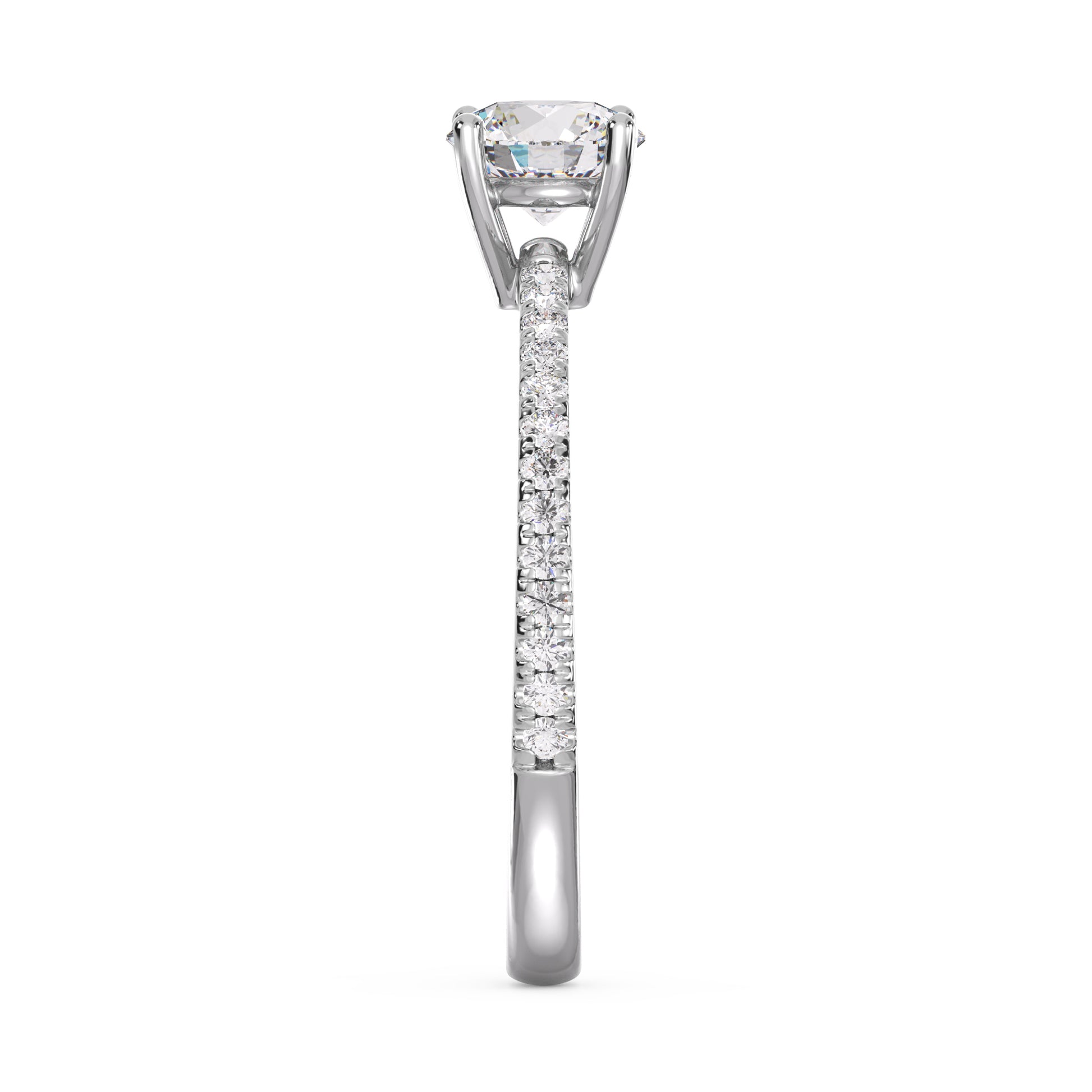 18K Solid Gold Round Diamond Engagement Ring White Gold La Joyeria Side View 3