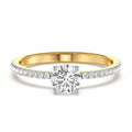18K Solid Gold Round Diamond Engagement Ring Yellow Gold La Joyeria
