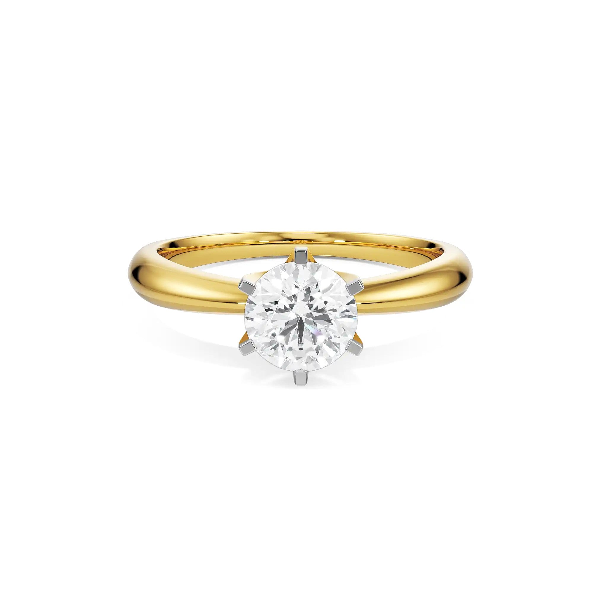 18K Solid Gold Solitaire Diamond Engagement Ring