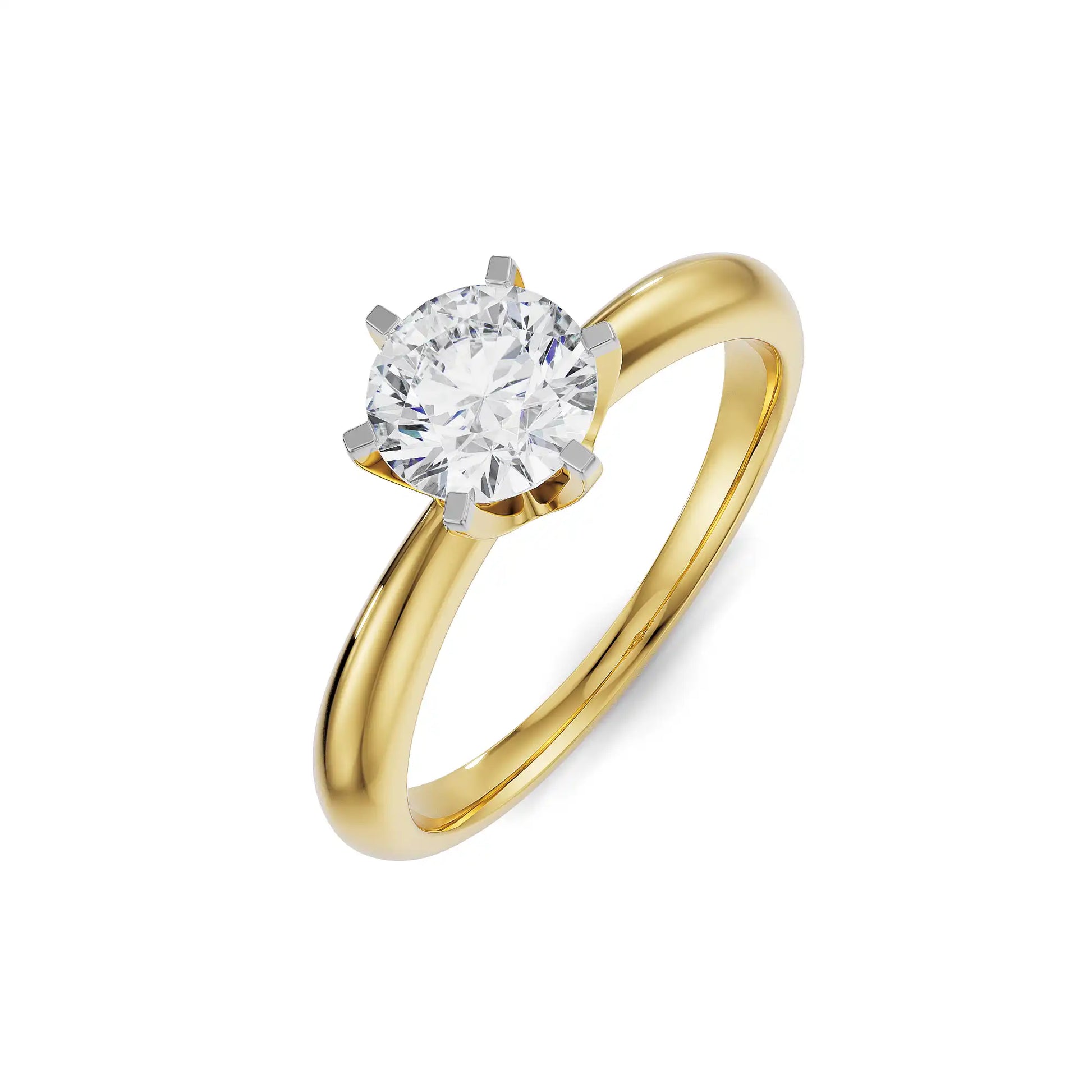 18K Solid Gold Solitaire Diamond Engagement Ring Side-Front View La Joyeria