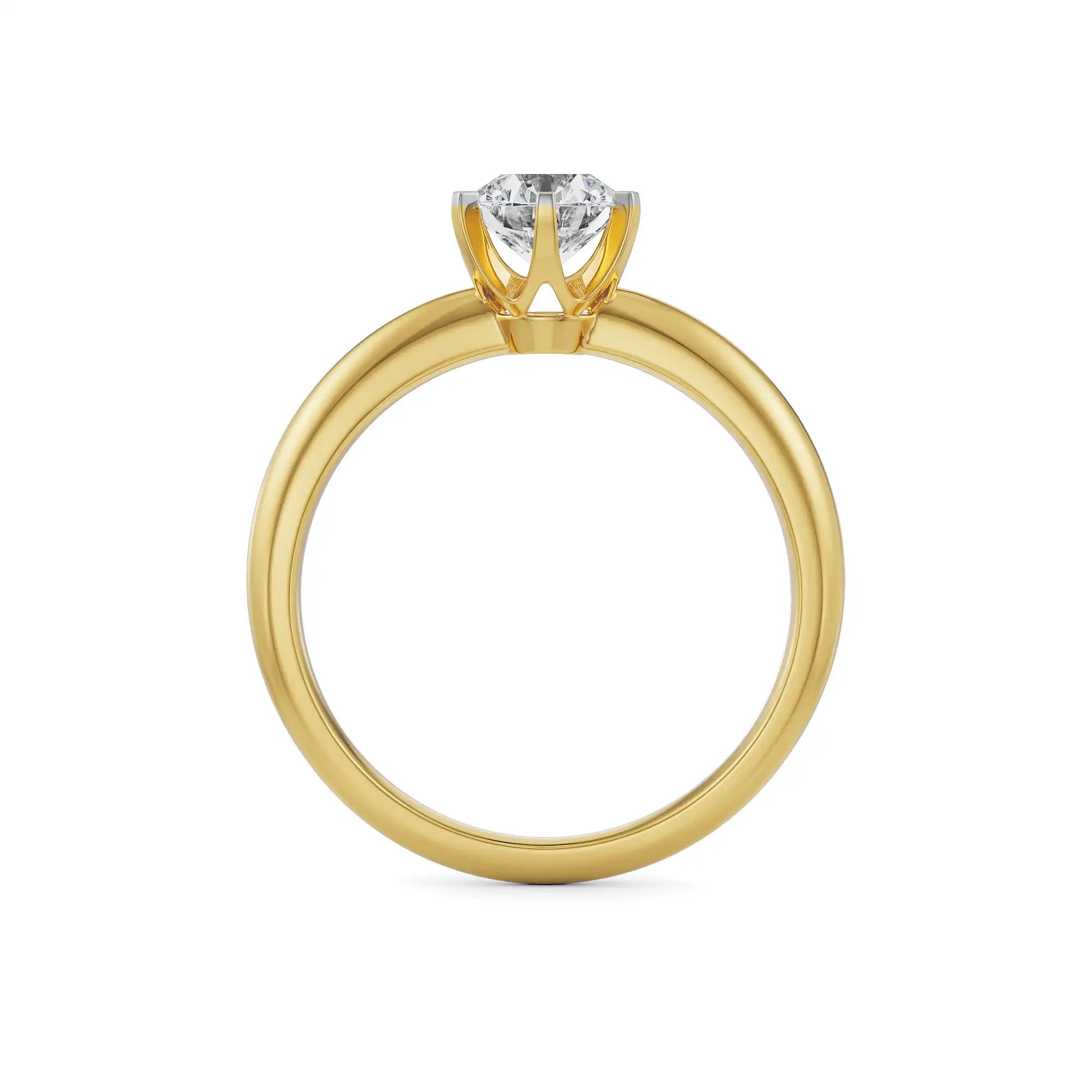 18K Solid Gold Solitaire Diamond Engagement Ring Side View La Joyeria