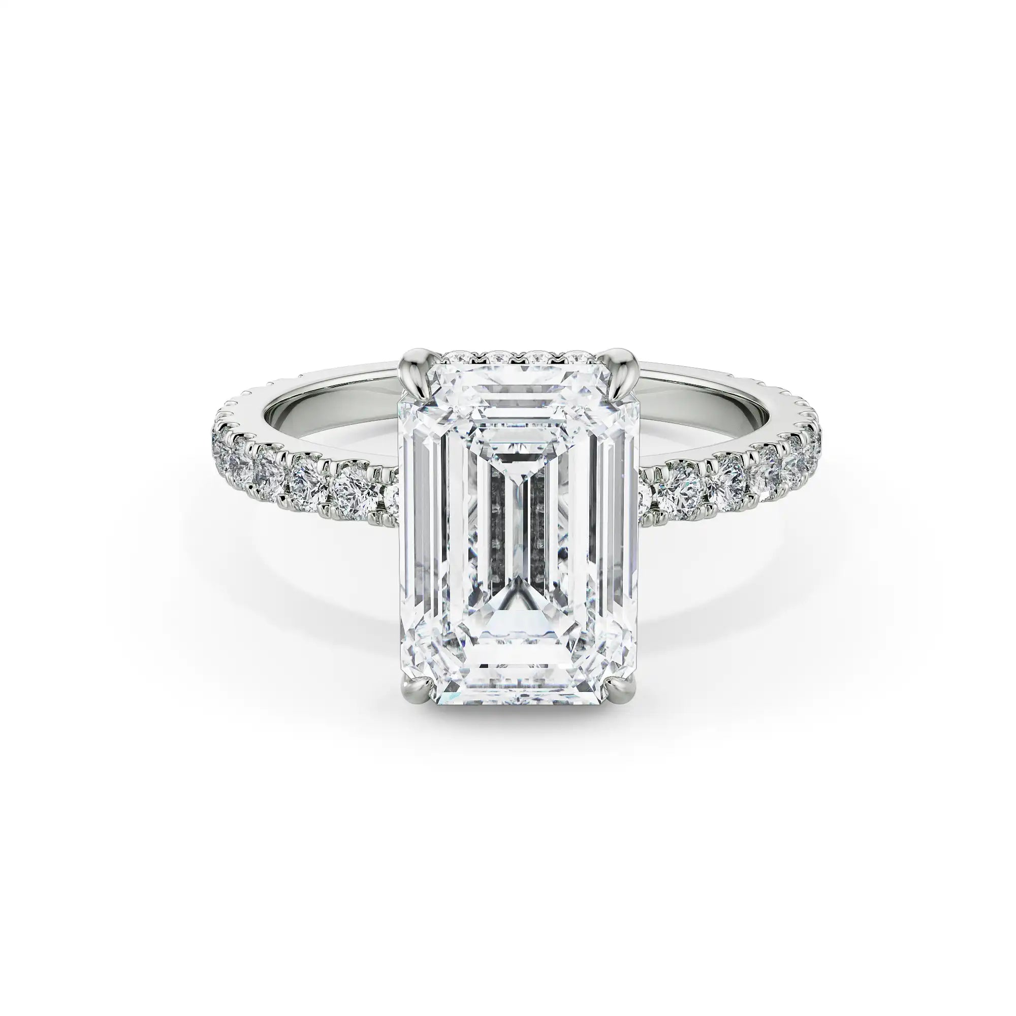 18K White Gold 2.5 Carat Emerald Cut Diamond Ring