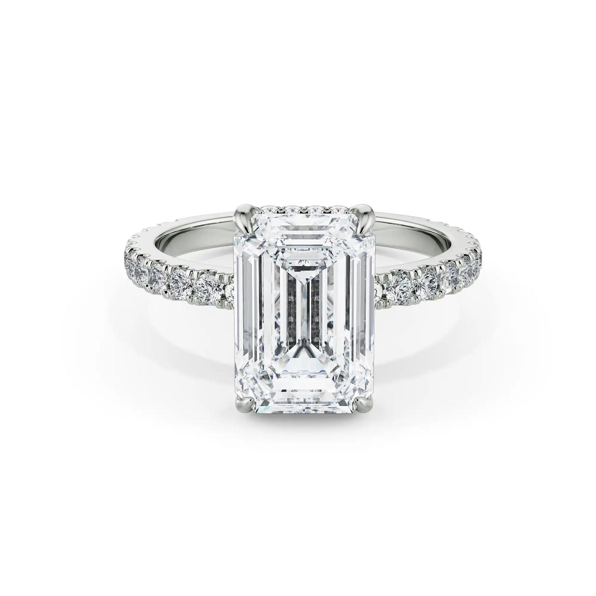 18K White Gold 2.5 Carat Emerald Cut Diamond Ring
