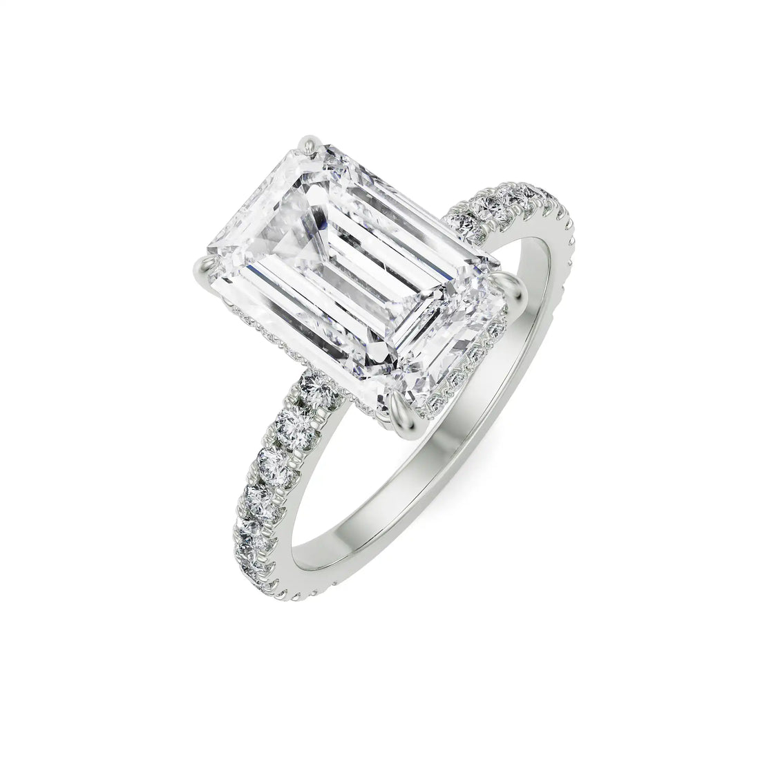 18K White Gold 2.5 Carat Emerald Cut Diamond Ring