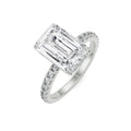 18K White Gold 2.5 Carat Emerald Cut Diamond Ring Front View