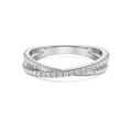 18K White Gold Criss-Cross Diamond Band Ring for Women