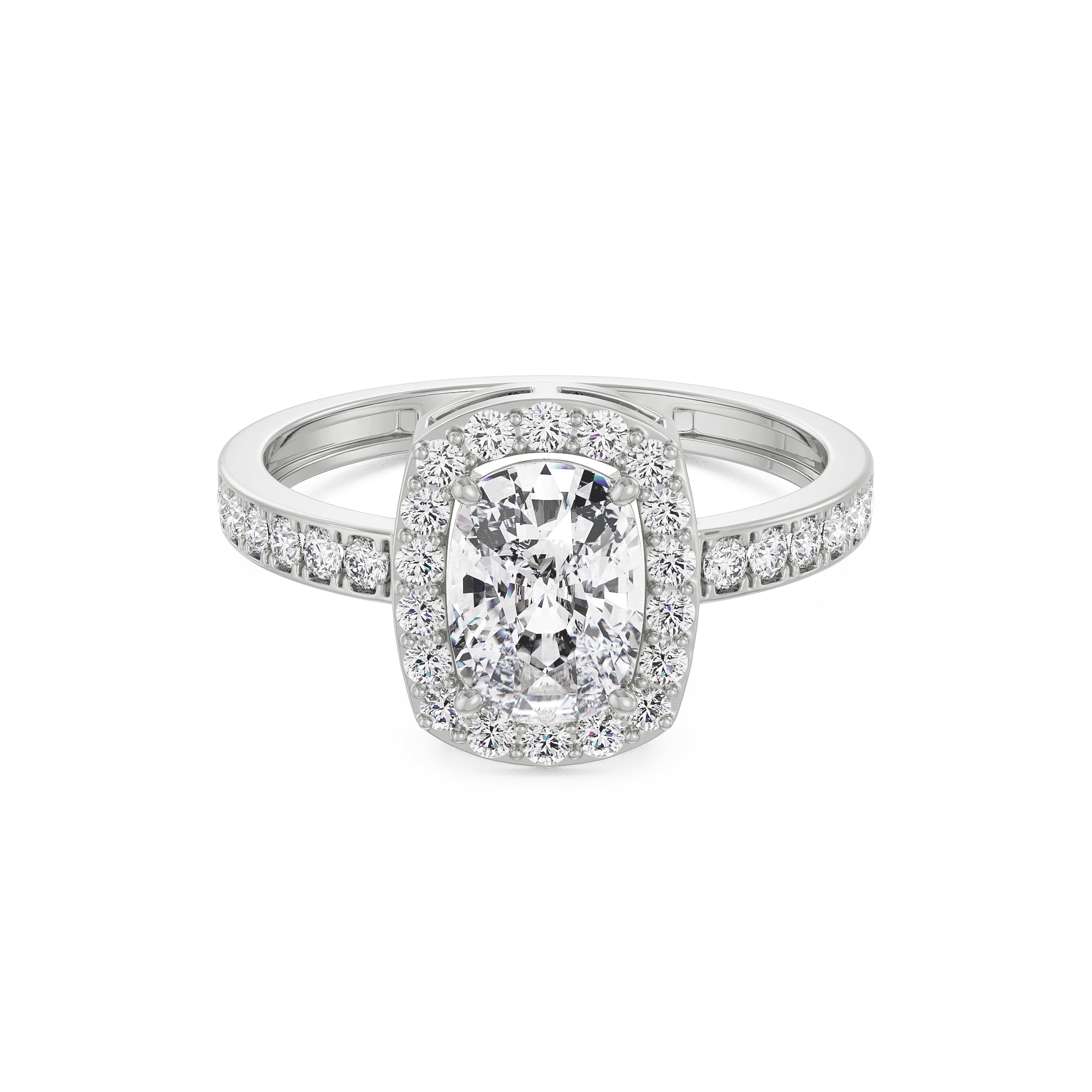 18K White Gold Cushion Cut Diamond Wedding Ring