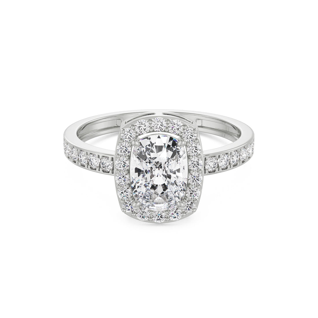 18K White Gold Cushion Cut Diamond Wedding Ring